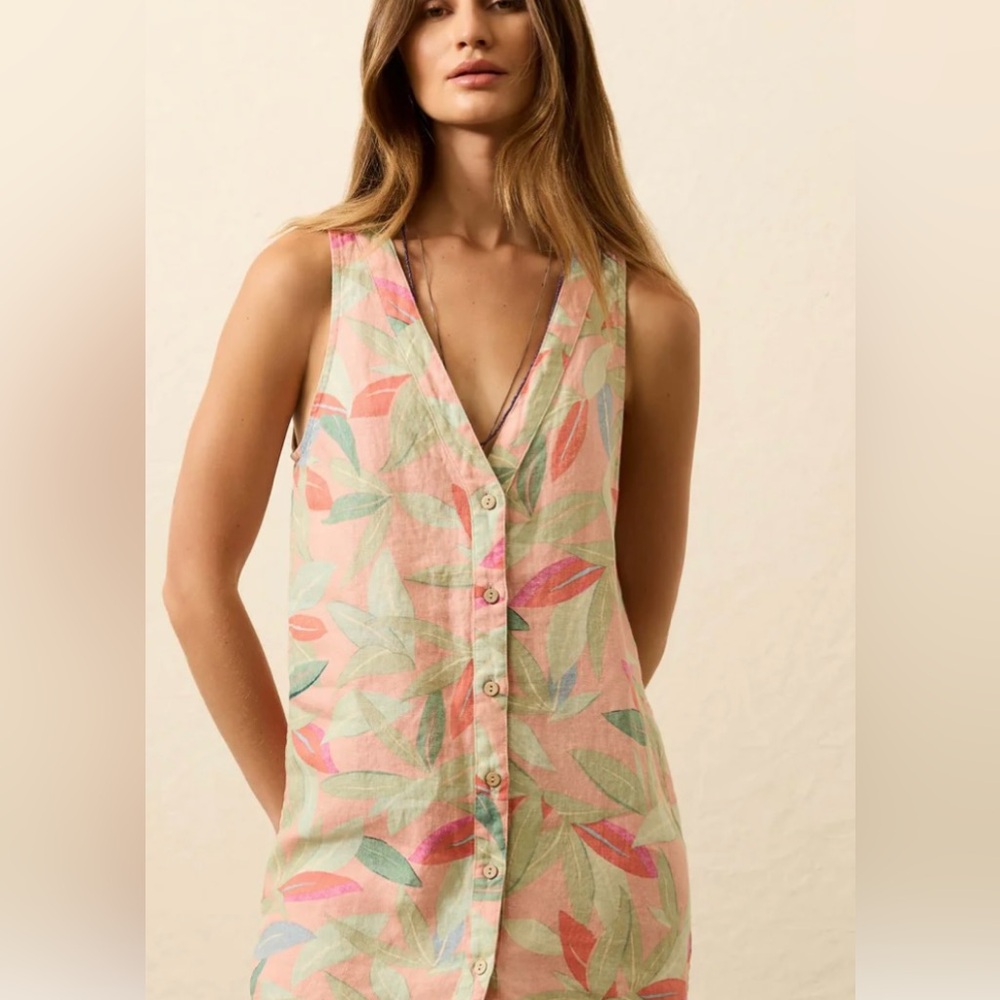 Faherty Alston Linen Dress in Watercolor Palms